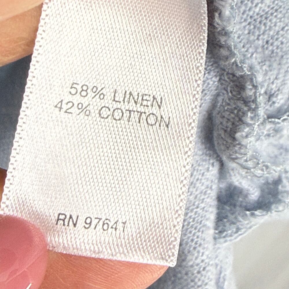 J.Jill Women 3X Light Blue Linen Cotton Knit Button Front Hooded Pullover - Picture 5 of 9